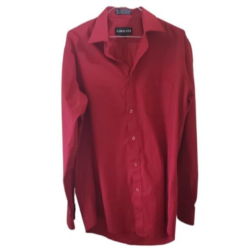 Adolfo Red Men's Long Sleeve Button Up Shirt With Pocket